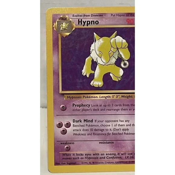 Pokémon TCG Hypno Fossil 23/62 Regular Unlimited Rare Card Vintage WOTC LP - Picture 3 of 12